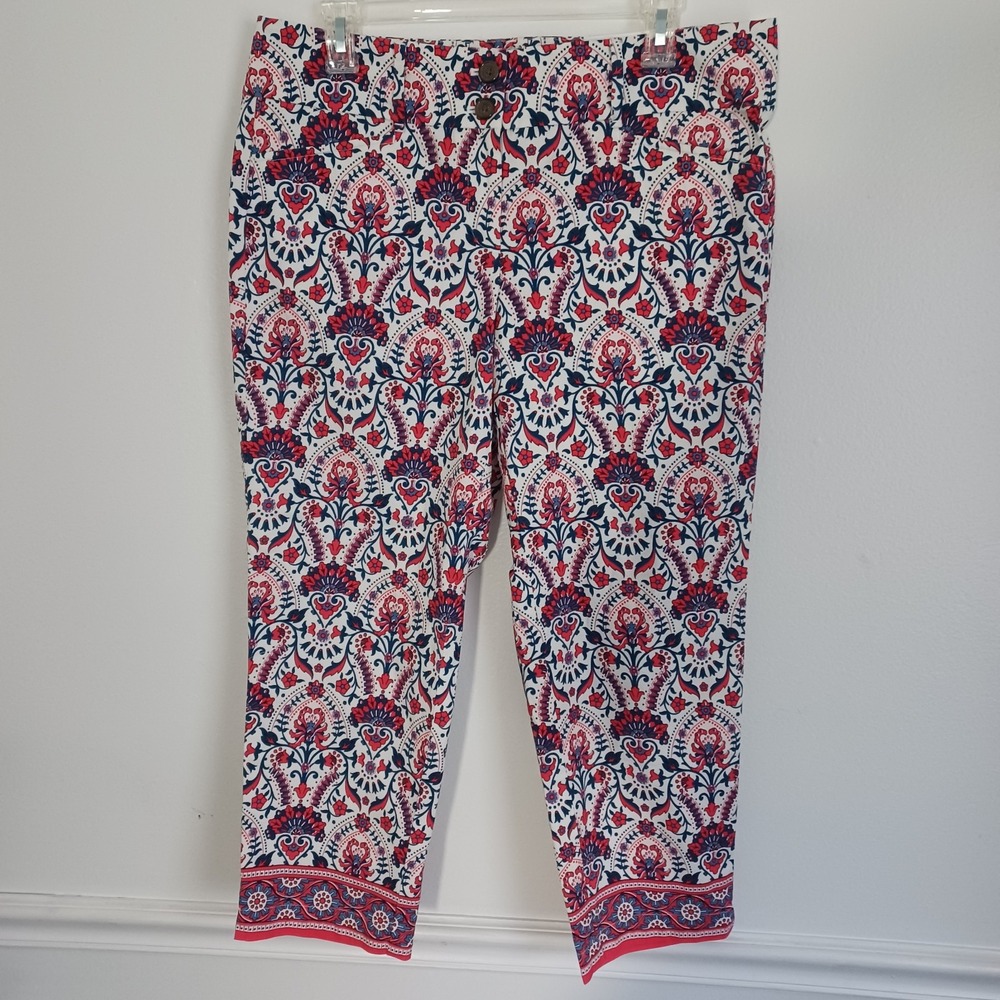 Ann Taylor Loft Outlet‎ Original Crop Pants Floral Blue Pink White Sz 8 NWT